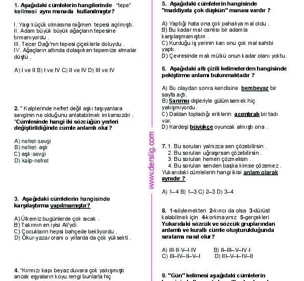 Cümlede Anlam Test Kaç Soru? - Kapak Görseli
